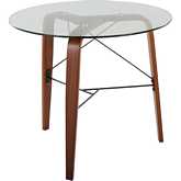 Trilogy Round Dinette Table in Walnut Wood & Clear Glass